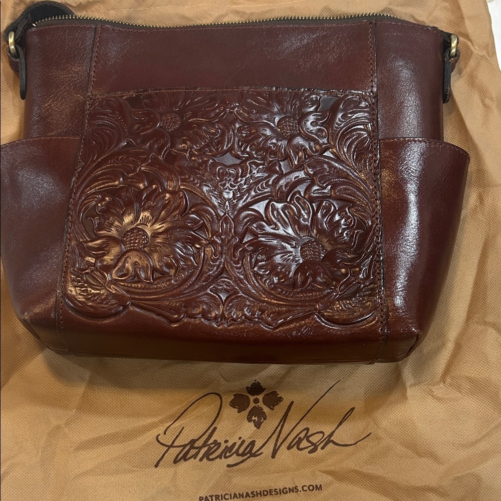 Patricia Nash Floral Embossed Leather Shoulder Bag
